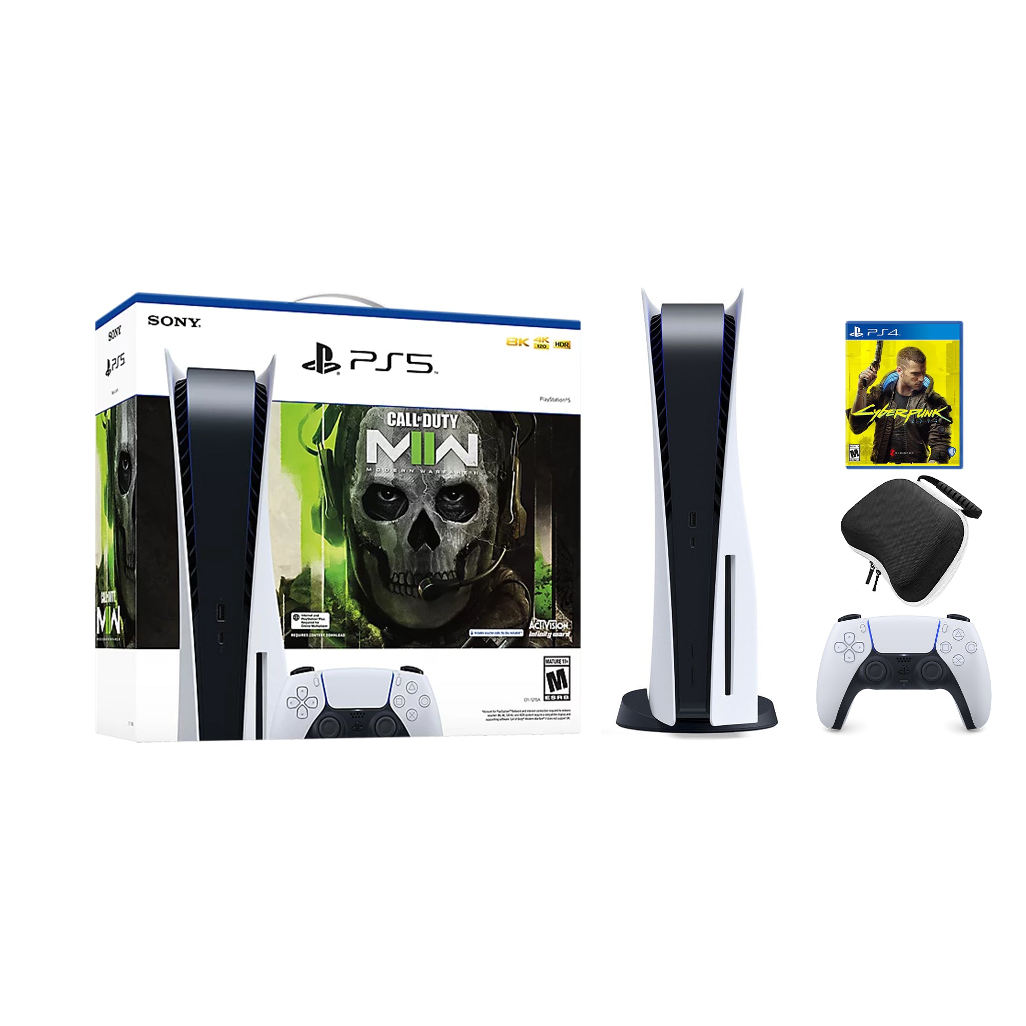 PlayStation 5 Disc Edition Call of Duty Modern Warfare II Bundle with Cyberpunk 2077 and Mytrix Controller Case PlayStation 5 Disc Edition Call of Duty Modern Warfare II Bundle with Cyberpunk 2077 and Mytrix Controller Case